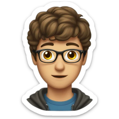 short-haired, brown-haired young man wearing glasses unable to put a key in the lock of a door sticker