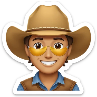 Character with white eye patch and cowboy hat sticker