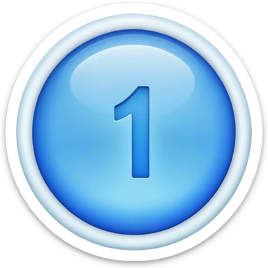 a simple, easily readable number 1 with blue a circle background sticker