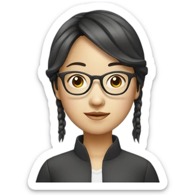 chinese girl glasses sticker