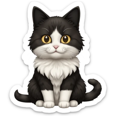 cat black and white sticker