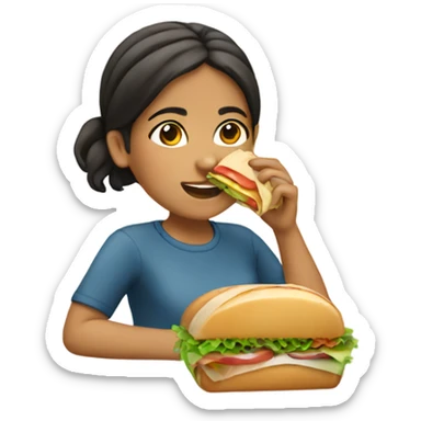 Hispanic girl eating and sandwich  sticker