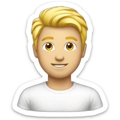 blond guy white tee shirt sticker