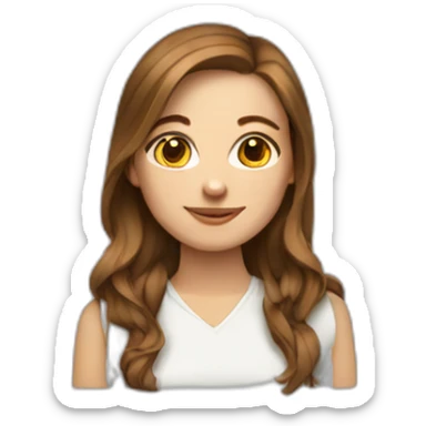 developer white girl brown hair with laptop sticker