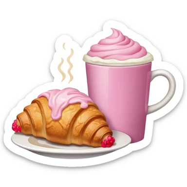 Croissant y café rosa  sticker