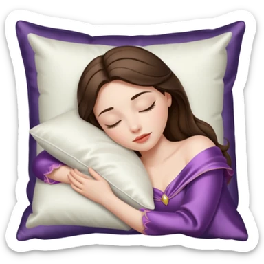sleeping beauty brunette white girl with a silk pillow sticker