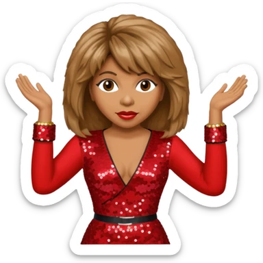 Tina Turner, Queen of Rock'n Roll from Famous People with long light brown hair, red sequin outfit sticker