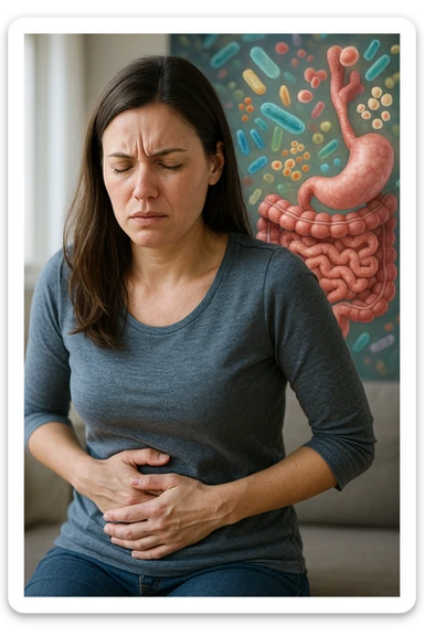 donna con candida intestinale realistic sticker