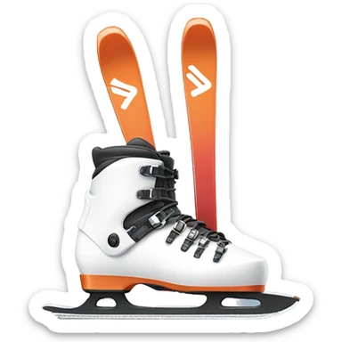 White Ski boots and a pair of skis sticker