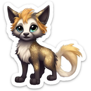 Cool cute Kawaii edgy fantasy animal sparkle fursona Fionbri by griffsnuff & LiLaiRa & Falvie full body sticker