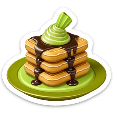 mini churros with chocolate and matcha topping sauce sticker