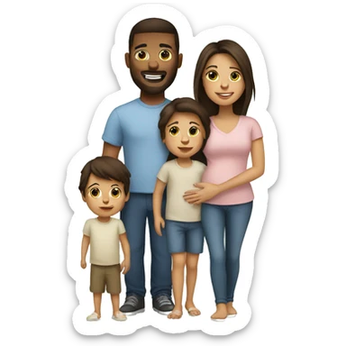 Brunette Family with toddler and baby  sticker
