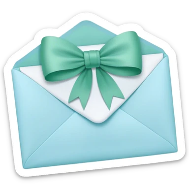 beautiful aesthetic love letter in pastel blue color with green bow aesthetically placed  sticker