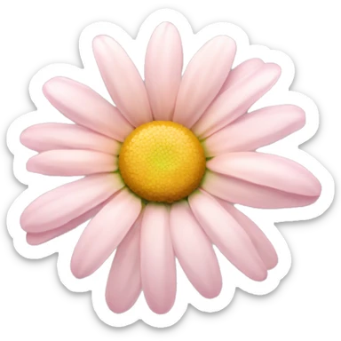 Daisy "A pastel pink daisy with a glowing yellow center, softly shining petals, and tiny sparkles floating delicately around it." sticker