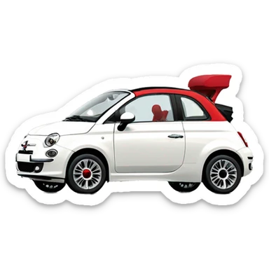 Fiat 500 Cabrio white red sticker