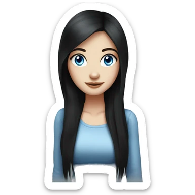 Girl fair skin, long black hair, standing , blue eyes ,beautiful girl, very hot girl sticker