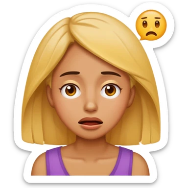 Very exhausted and confused lady emoji but with some humour about it emoji sticker