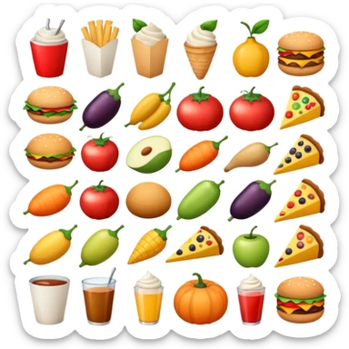 a lot of photo with food like catalog cards from delivery app sticker