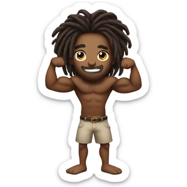 Flexing brown with tattoos and dreadlocks  sticker