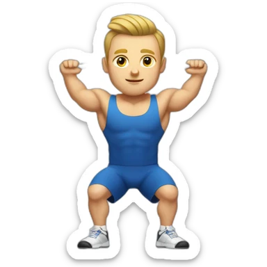 White Man with a bun hair doing Weightlifting snatch sticker