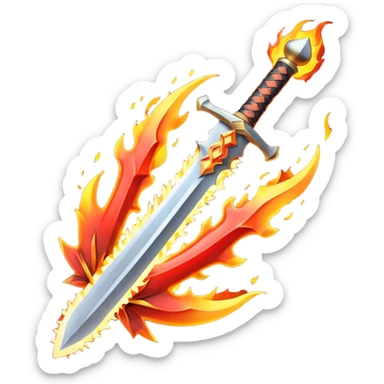 sword on fire crossed sticker