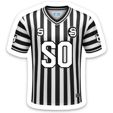 Black and white striped jersey with SCO letters sticker