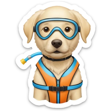 White labrador with snorkel and and swimmers vest sticker