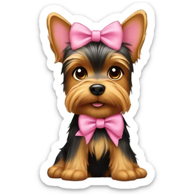 A Yorkie pooh with a pink bow  sticker