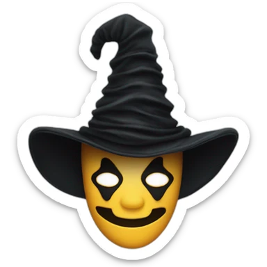 evil harlequin Three-cornered hat with a black veil that covers part of the face. sticker