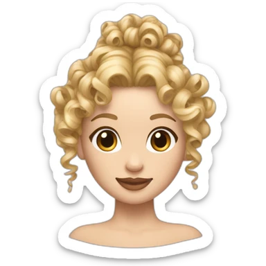 blonde curly hair up in chignon ringlets sticker