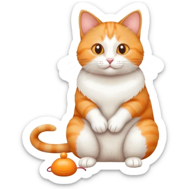 cat full body sitting playing with a toy mouse sticker