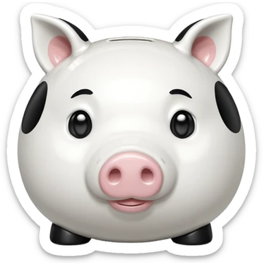 glitter white symbol pig bank sticker