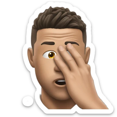 Ronaldo shocked with is two hand on his face sticker