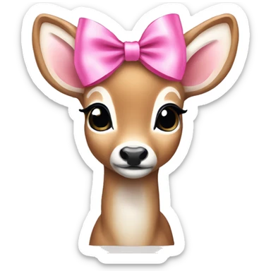 white tailed baby deer with pink bow sticker