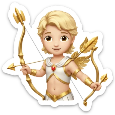 Cupid, God of Love from Gods and Goddesses with golden blonde hair, white and gold outfit sticker