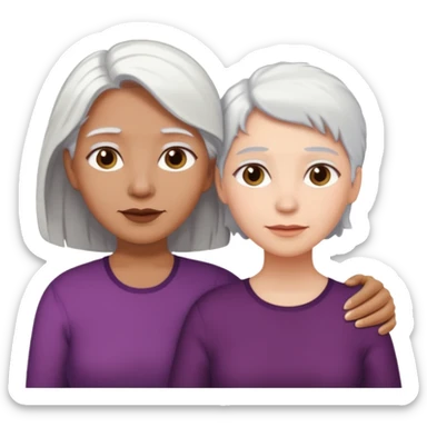 Madre con pelo blanco y hija adulta morena sticker
