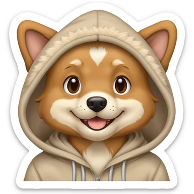 Dog wesring a hoodi sticker