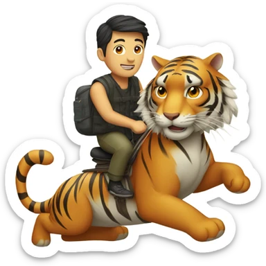 A Chinese guy riding a tiger  sticker