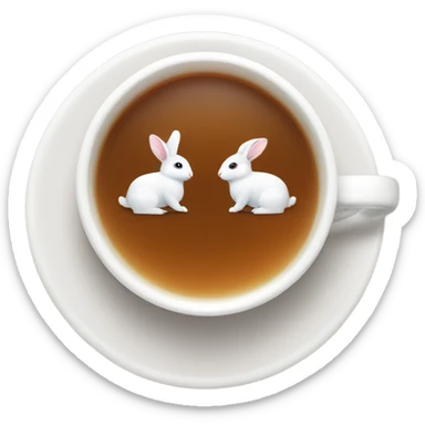 Cup of tea with white cute rabbits  sticker