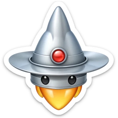 Rocket ship with cowboy hat and a tear sticker