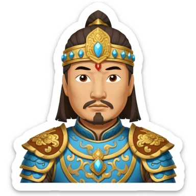 portrait of Genghis Khan in armor rotated 45 degrees to the right sticker