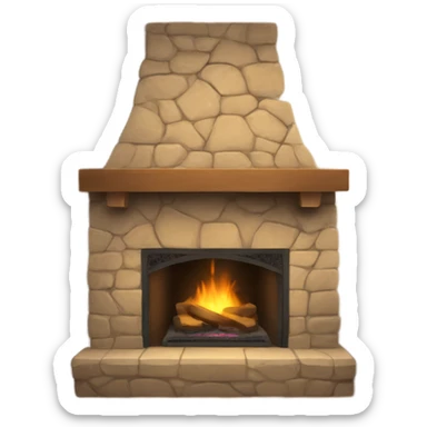 Cozy tan stone fireplace  sticker