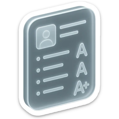 report card with frosted glass effect, iOS widget look sticker