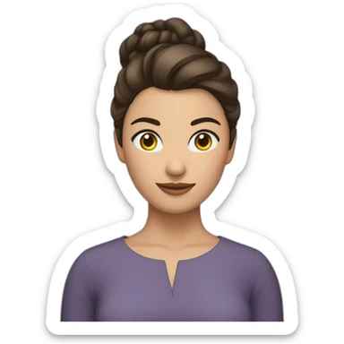 femme brune avec un chignon et les sourcils froncés sticker