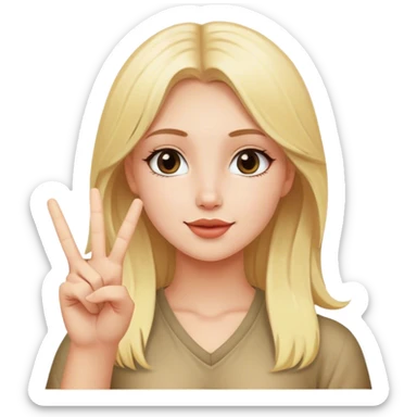 Blonde girl posing for photo peace sign  sticker