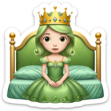 frog princess sitting on bed sticker