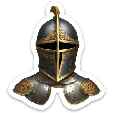 ornate french full-face armet helmet intricate inlays sticker