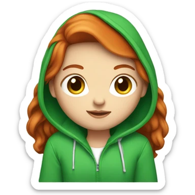 Red head white girl wearing green hoodie holding iPhone  sticker
