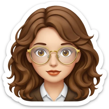 Girl with wavy brown hair and gold glasses sticker