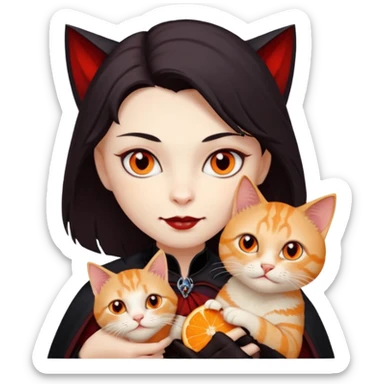 vampire cradling orange tabby sticker
